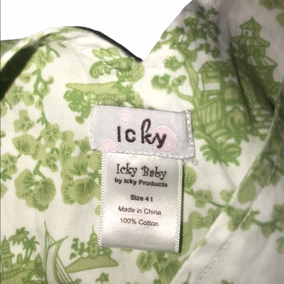 Icky Baby Green Print Dress Size 4T - Picture 4 of 8